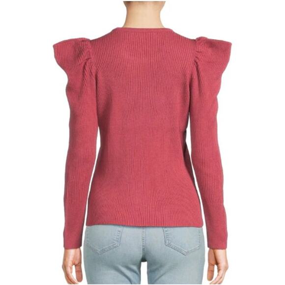 New JOE’S Women's Slate Rose Puff Sleeve Ribbed Top Size XS - Picture 2 of 8